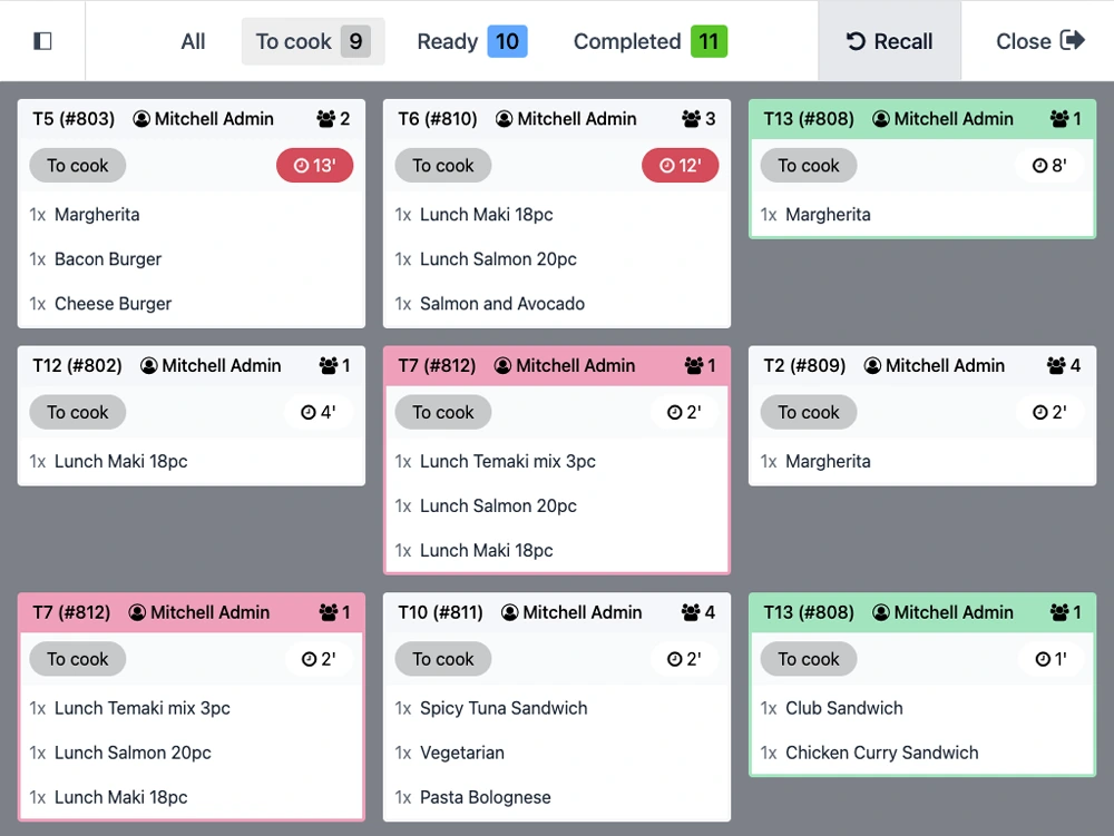 Odoo restaurant POS floor plan and kitchen order workflow