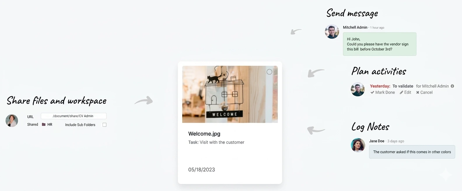 Odoo Documents dashboard for paperless office workflow
