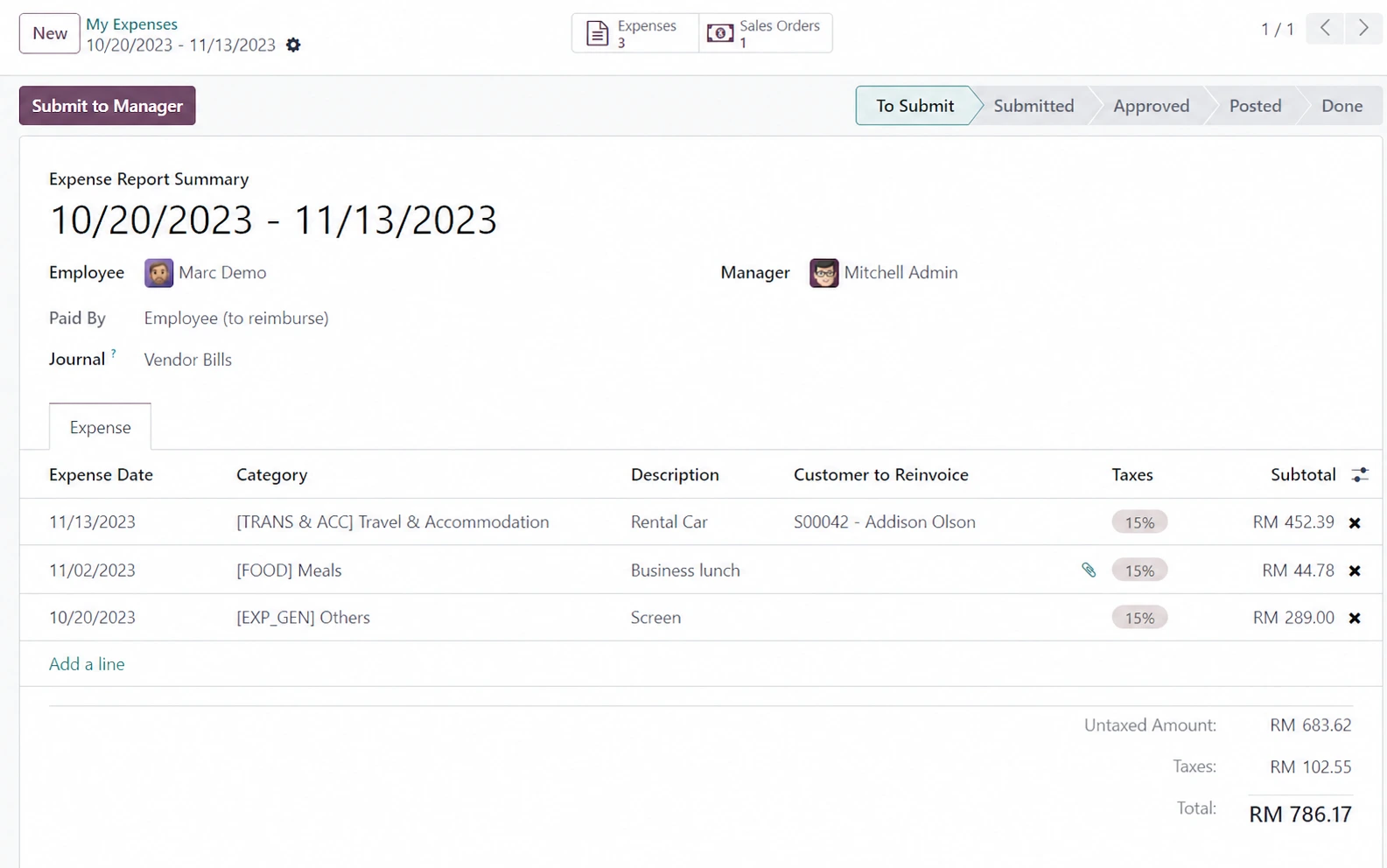 Odoo Expenses Malaysia staff claims management system