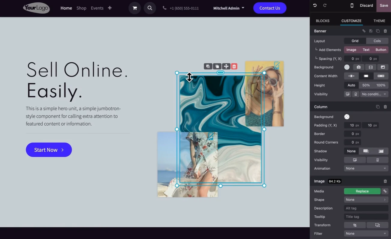 No-code website builder using Odoo
