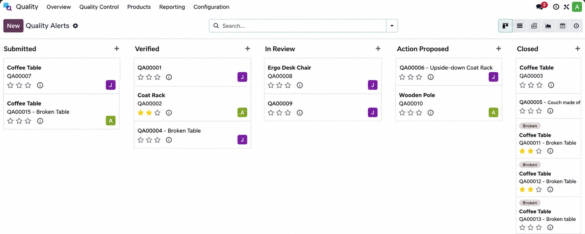 Odoo Quality defect tracking and corrective action