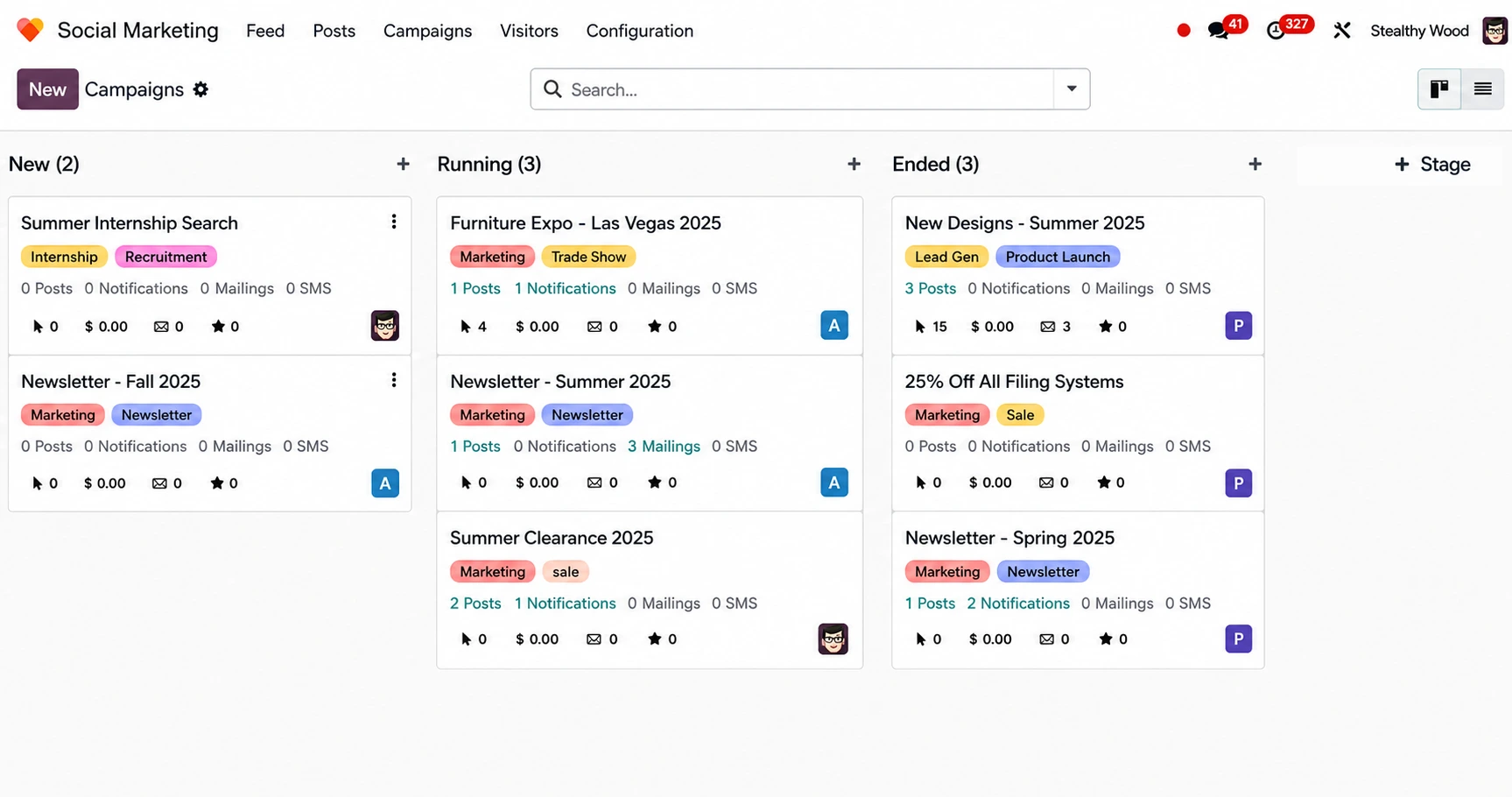Odoo campaign planning support for scheduling online content and marketing activities