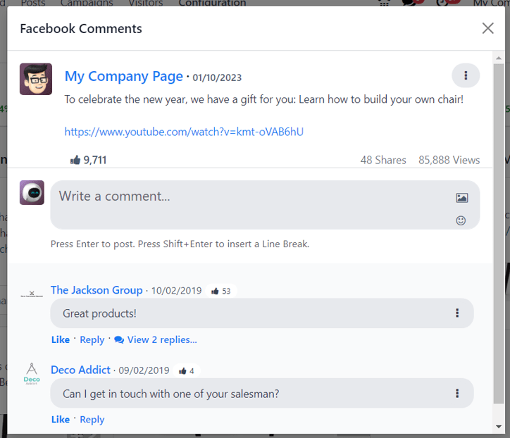 Odoo post interaction management for comments and customer responses