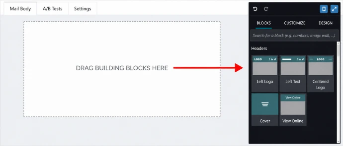 Odoo drag-and-drop email editor with customisable content blocks