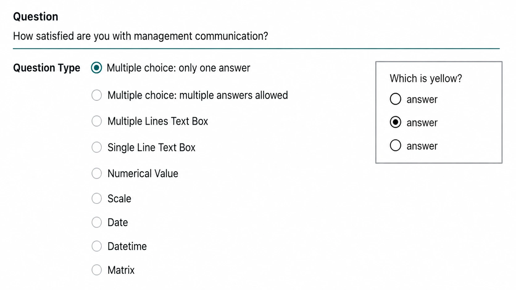Odoo survey builder for creating online surveys with different question types