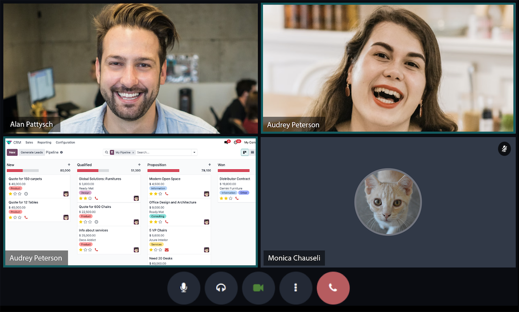 Odoo video meeting for team and customer discussions