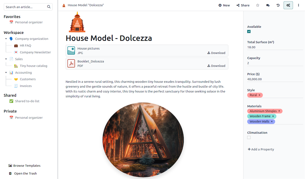 page organised using custom sections, fields and content structures
