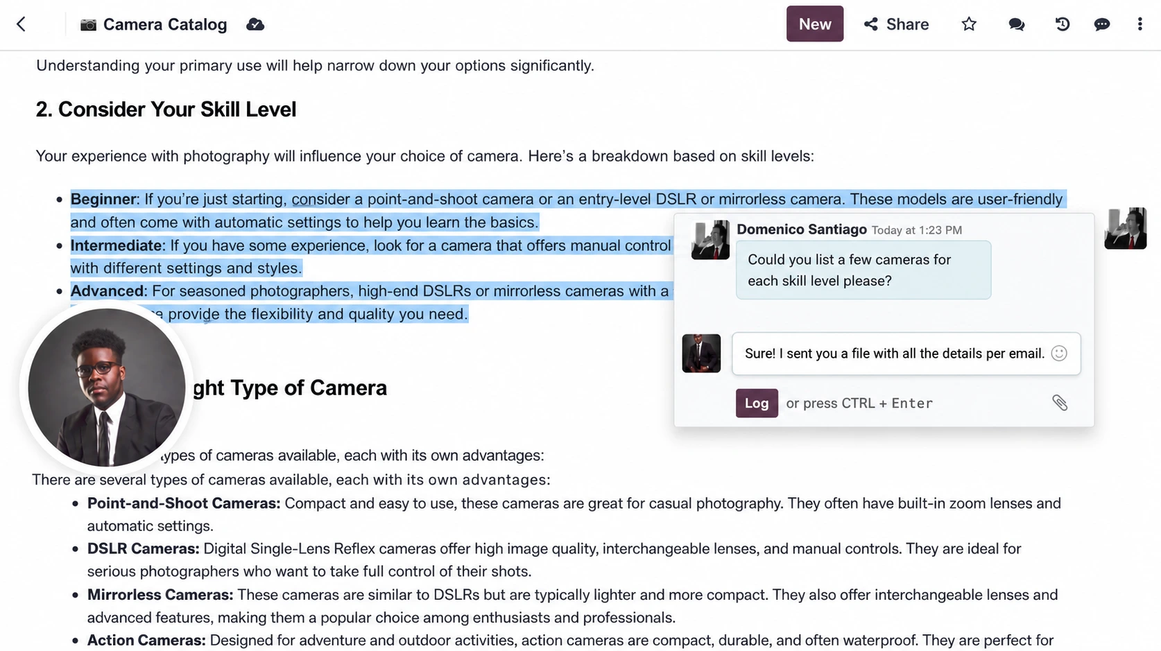 Odoo Knowledge page being collaboratively edited by team members